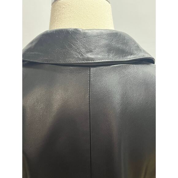 Modern Essentials Black Lambskin
Leather Button Front Mid Length
Coat Jacket xl - Picture 8 of 11
